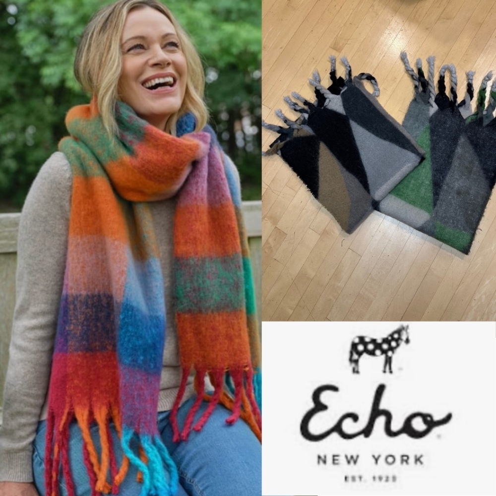 Echo  Triangle motif fuzzy scarf/wraps, 16" X 72", PG1476
